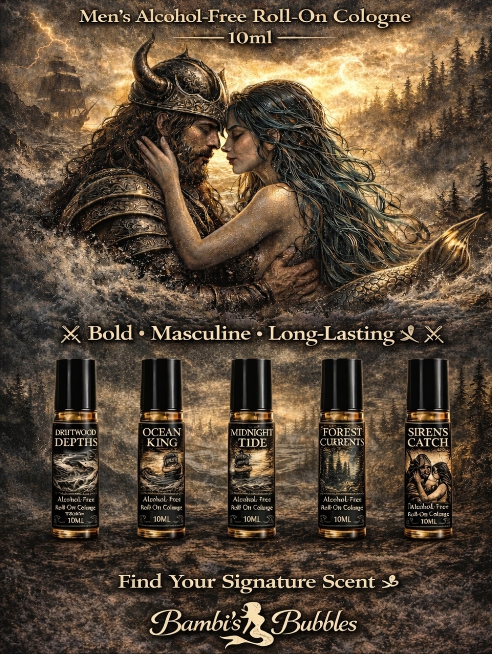 New! Hand Crafted Men's Alcohol-Free Roll-On 10ml Cologne